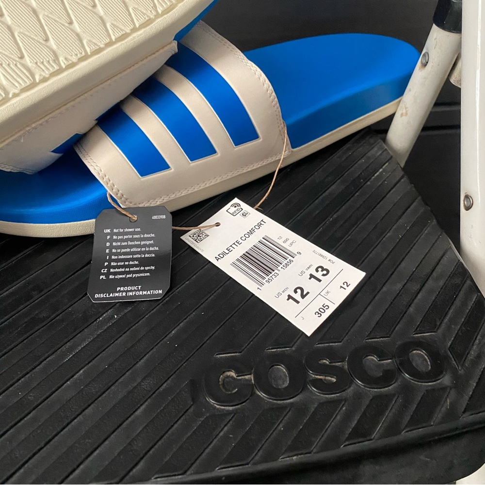 Adidas Unisex-Adult Adilette Slides Sandal Red/ Blue Men Size 12/Women 13 - Picture 4 of 7